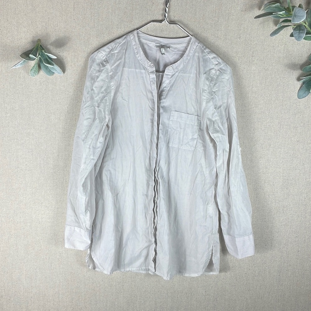 Joie > Cotton Gray Striped Button Down Shirt Small